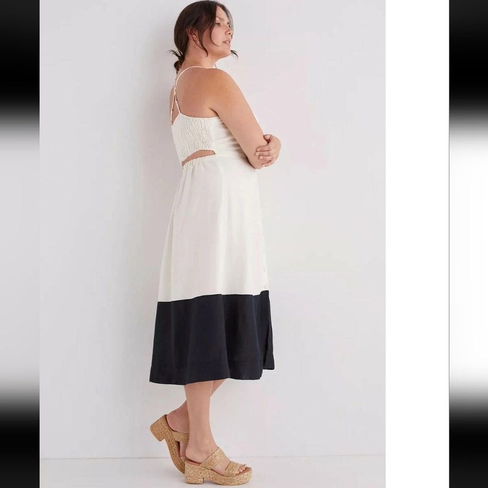 Maeve White and Black Colorblock Midi Dress - Picture 3 of 11
